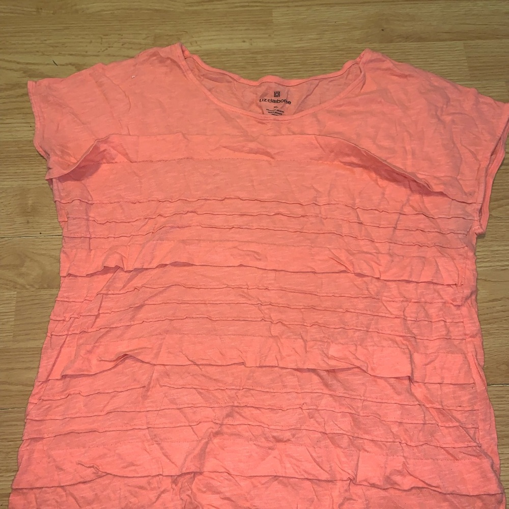 Women's Ruffle Tier Short Sleeve Top - Coral Pink
